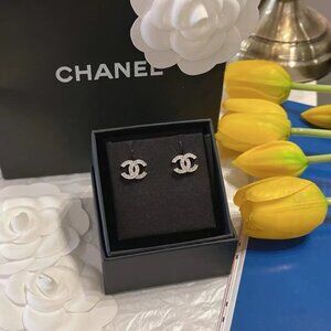 Chanel silver small stud earrings